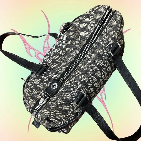 Christian Dior Navy Logo Charm Oblique Monogram Signature Trotter Boston Bag - Picture 5 of 7